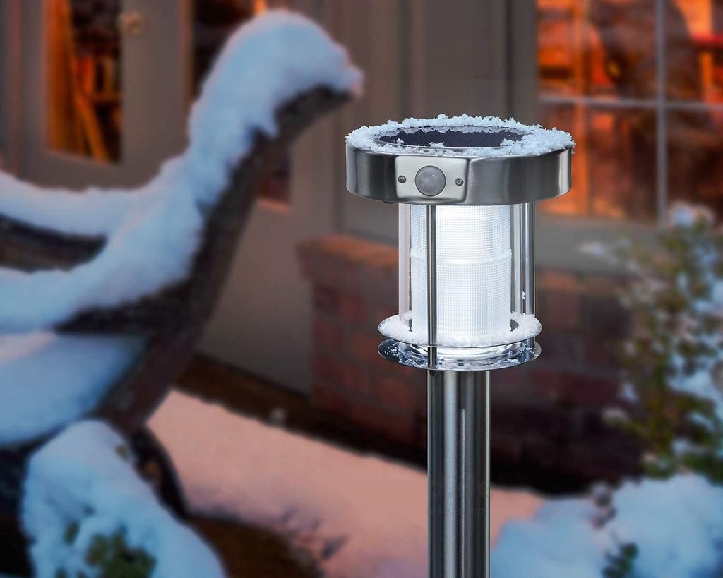 GWSOLAR Датчик Света Уличный Солнечный Стальной Полюс Датчик Переключатель Высота 43 Поставляется с человеком Автоматически поворачивается Без проводки или электромонтажных работ Винты и