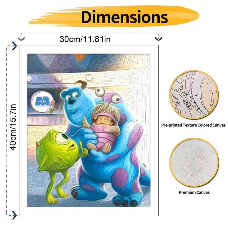 Disney Monsters Inc oil painting digital painting art kit handmade diy painting home decoration gift