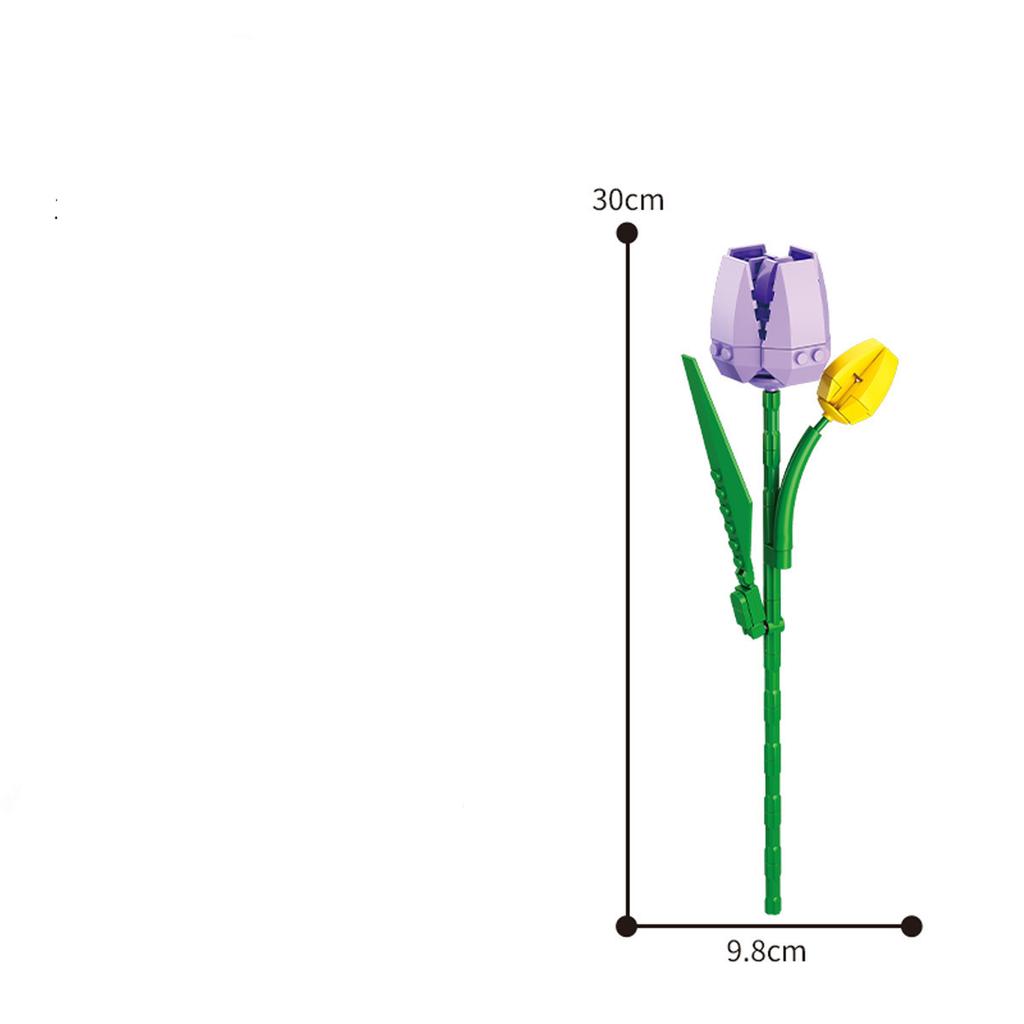 13 Styles Pretty Flower Building Blocks Rose Valentine'S Lavender Peach Lily Of The Valley Tulip Bricks Diy Home Ornaments