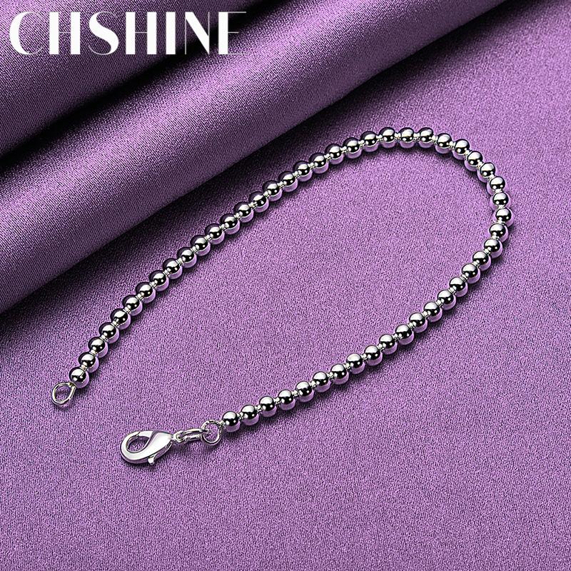 CHSHINE 925 Sterling Silver 4mm Beaded Chain Bracelet For Women Party Hot Sale Fashion Charm Jewelry