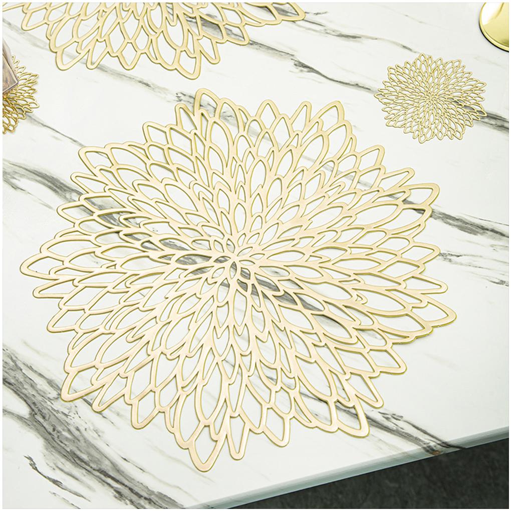 2/6 Pieces Flower Hollow Placemat Lightweight PVC Heat Insulation Pad Anti-scalding Table Mat Portable Dining Mats