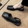 Women Flats Sandals Fashion Square Toe Slingback Shoes  Spring Summer New Trend Designer Thick Slides Casual Women Slippers
