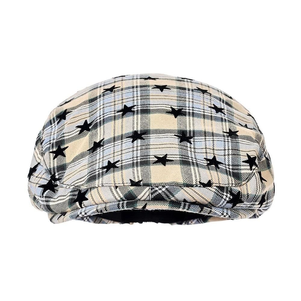 Vintage Newsboy Cap Y2k Plaid Painter Cap Retro Women's Beret Streetwear
