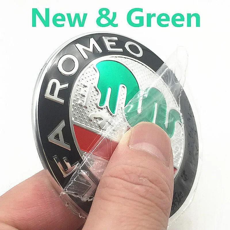 For Alfa Romeo ReQHub Caps 2pcs 74mm 3D Metal Sticker Car Styling Accessories For Alfa Romeo Auto Hood Front Grille Rear Trunk Middle Emblem Badge