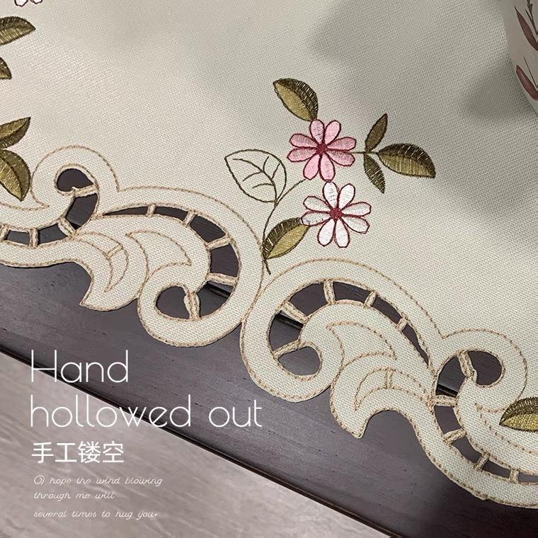 Современный простой вышитый стол с флагом из полиэстеровой ткани, цветок, полая обеденная тумба, тумба под телевизор, длинная скатерть, скатерть, скатерть