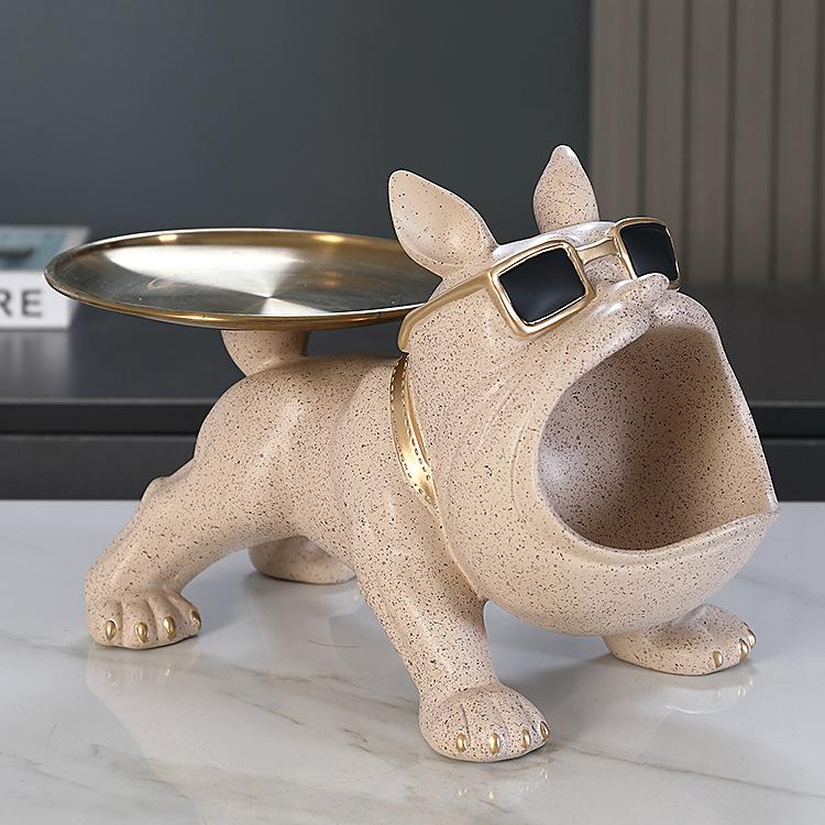 Creative Bulldog Enters The Door, Puts The Key In The Ornament, Porch Shoe Cabinet Storage Box, Home Decoration