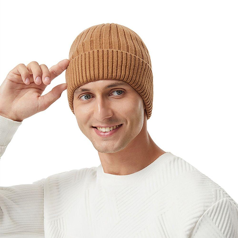 Thickened Knitted Hat Wool Beanies Cap Fashion Skull Cap  for Male Female
