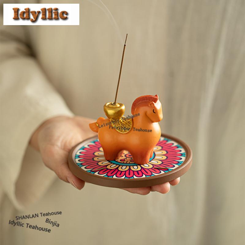 Gold Ingot Horse Incense Holder Japanese Diffuser Incense Burners Aromatherapy Smell Distributor Censer Bedroom Supplies Craft