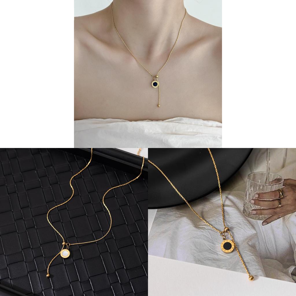 Minimalist Geometric Titanium Steel Layered Necklace For Women With Sparkling Diamond Accents