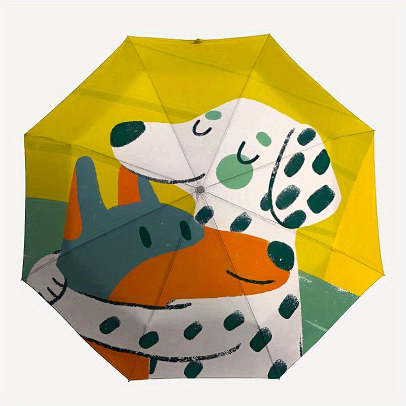 1pc Dalmatian Puppy Love Automatic Open/Close Exquisite Umbrella Sturdy Iron Frame, Compact Travel Umbrella, Intricate Design Umbrella a0829051