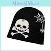 Hat Fashion Knitted With Skull And Spider Web Embroidered Design Halloween For