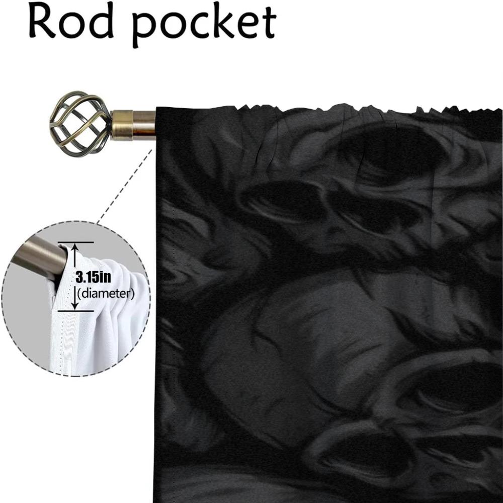 Skull Halloween Decoration Blackout Curtains for Living Room Shades Tulle for Bedroom Home Interior Curtains 2 Pieces Partition