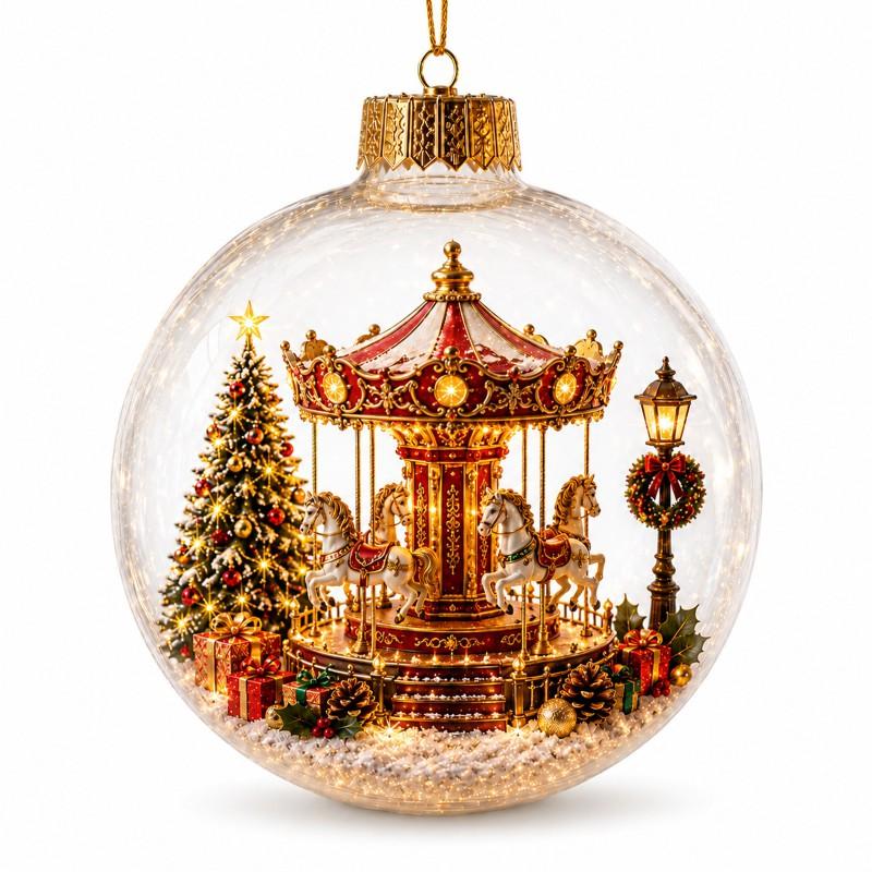 LED Lighted 3D Penguin Snow Globe Ornament Christmas Tree Decorations Home Holiday Decoration