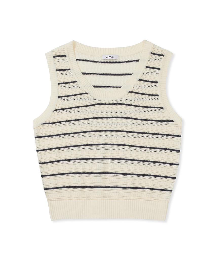 CLOVE [25Ss Clove] Stripe Sleeveless Knit (Ivory)