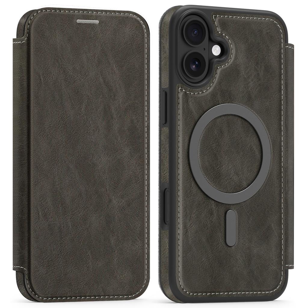 For iPhone 16 Plus Case Compatible with MagSafe RFID Blocking Card Holder Leather Phone Cover