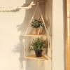 1/2 Tier Floating Wall Shelf Wood Triangle Corner Display Stand Boho Home Decoration Living Room Bedroom Wall Hanging Decor