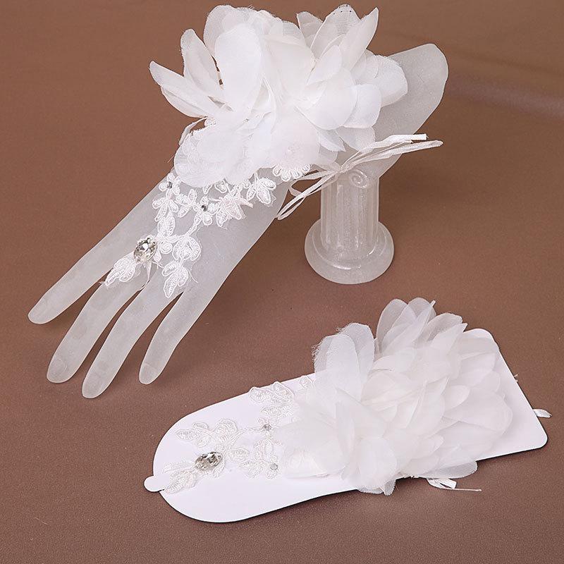Свадебные перчатки невесты, свадебные автомобильные кости, цветочные украшения, короткие рукава, свадебная фотография, платье в стиле ретро, ​​перчатки Qipao