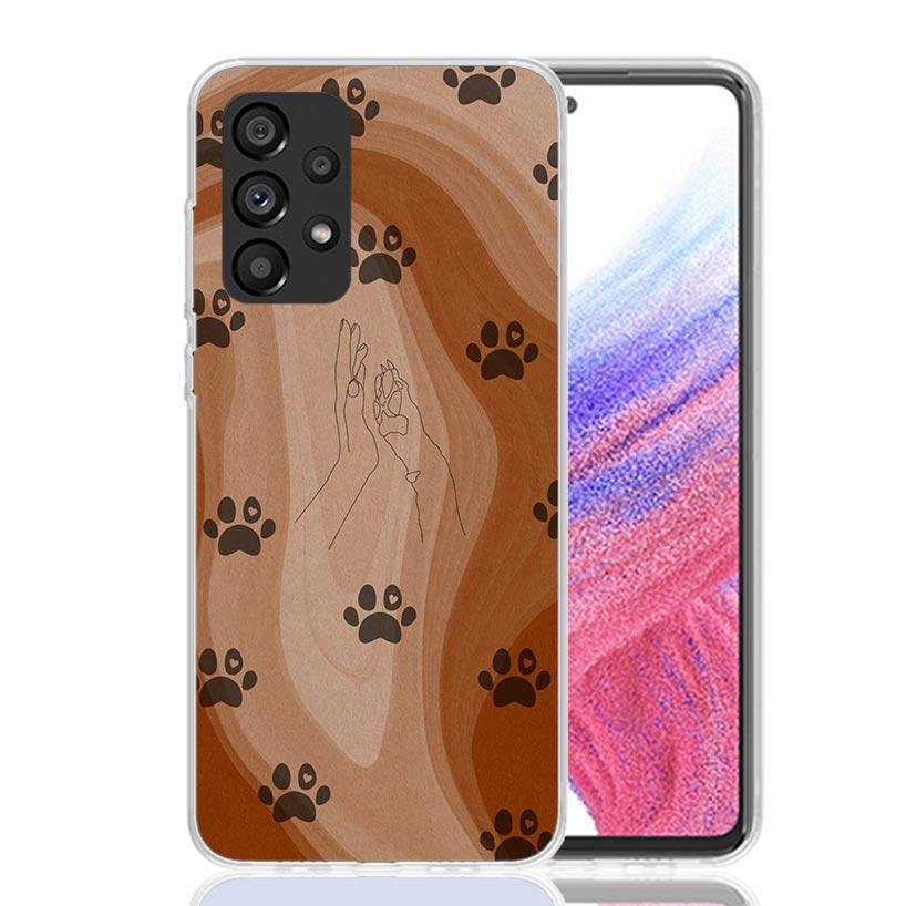 Dog Footprint Paw Cute Case Phone Cover for Samsung Galaxy A16 A15 A14 A13 A56 A55 A54 A53 A36 A35 A34 A33 A26 A25 A24 A23 A05S