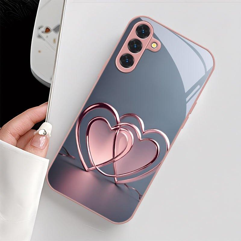 Double heart pattern phone case for Samsung Galaxy S26 S25 S24 S23 S21 S20 fe/plus/Ultra anti drop back cover