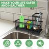 Kitchen Sponge Holder Carbon Steel Sink Drain Rack with Brush Holder and Adjustable Divider Kitchen Bathroom Storage Accessories