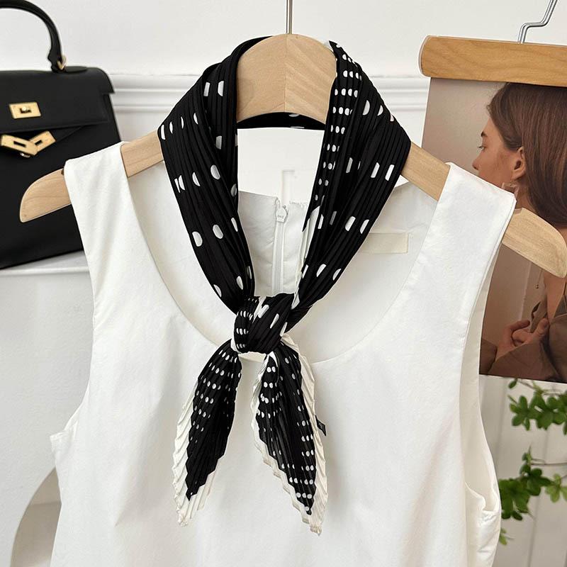 Folded Silk Scarf Autumn New Polka Dot Decorative Scarf Niche Thin Scarf Scarf Versatile