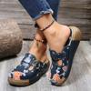 Woman Flower Slippers Genuine Leather Handmade Slides Flip Flop Ethnic Style Candy Colored Beach Baotou Slippers Plus Size