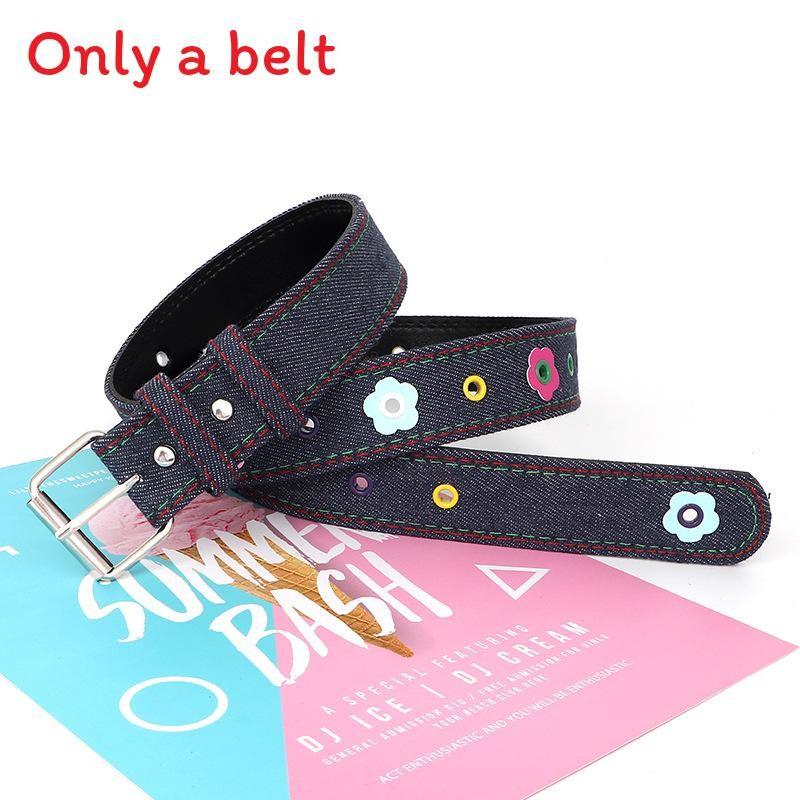 Fashion Ladies Flower Pattern Pu Leather Belt With Metal Buckle For Casual Jeans Wear