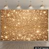 2D flat banner background for celebration party with golden glittering star theme various-sized flashing bright spots