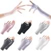 1Pair Summer Anti-Uv Fingerless Gloves Pure Color Ice Shreds Breathable Thin Sunscreen Mittens Nail Art Uv Resistant Gloves