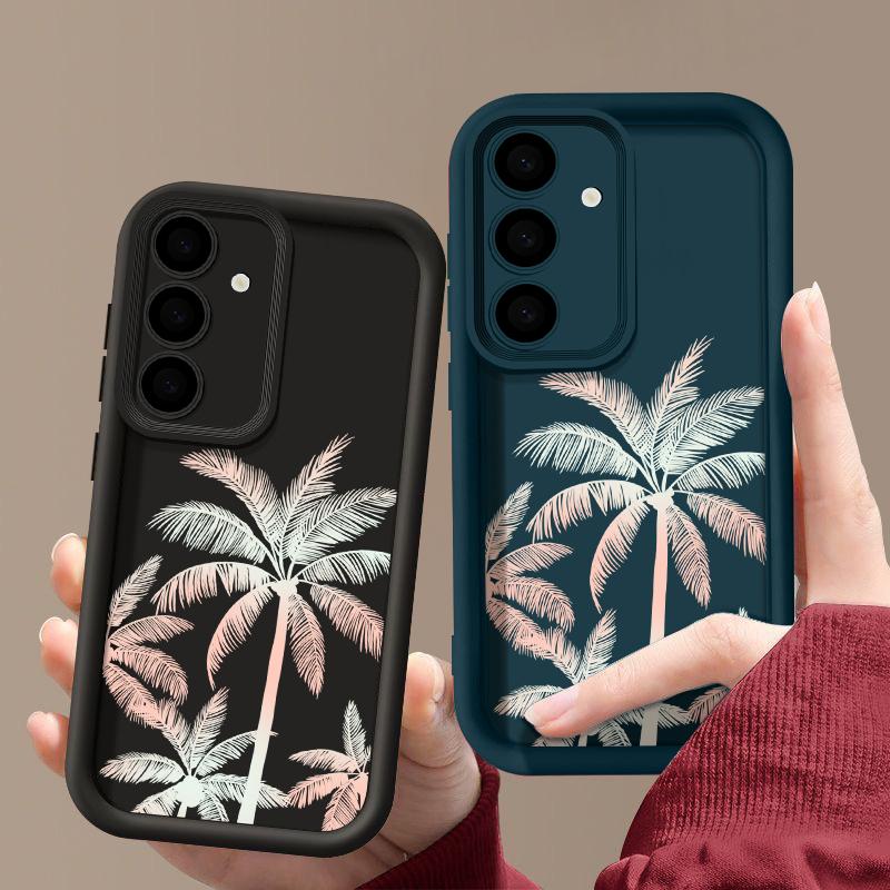Для Samsung S25 S24 S23 S22 S21 Ultra A55 A54 A53 A52 A35 A34 A15 A14 5g Laser Coconut Tree противоударный силиконовый мягкий чехол