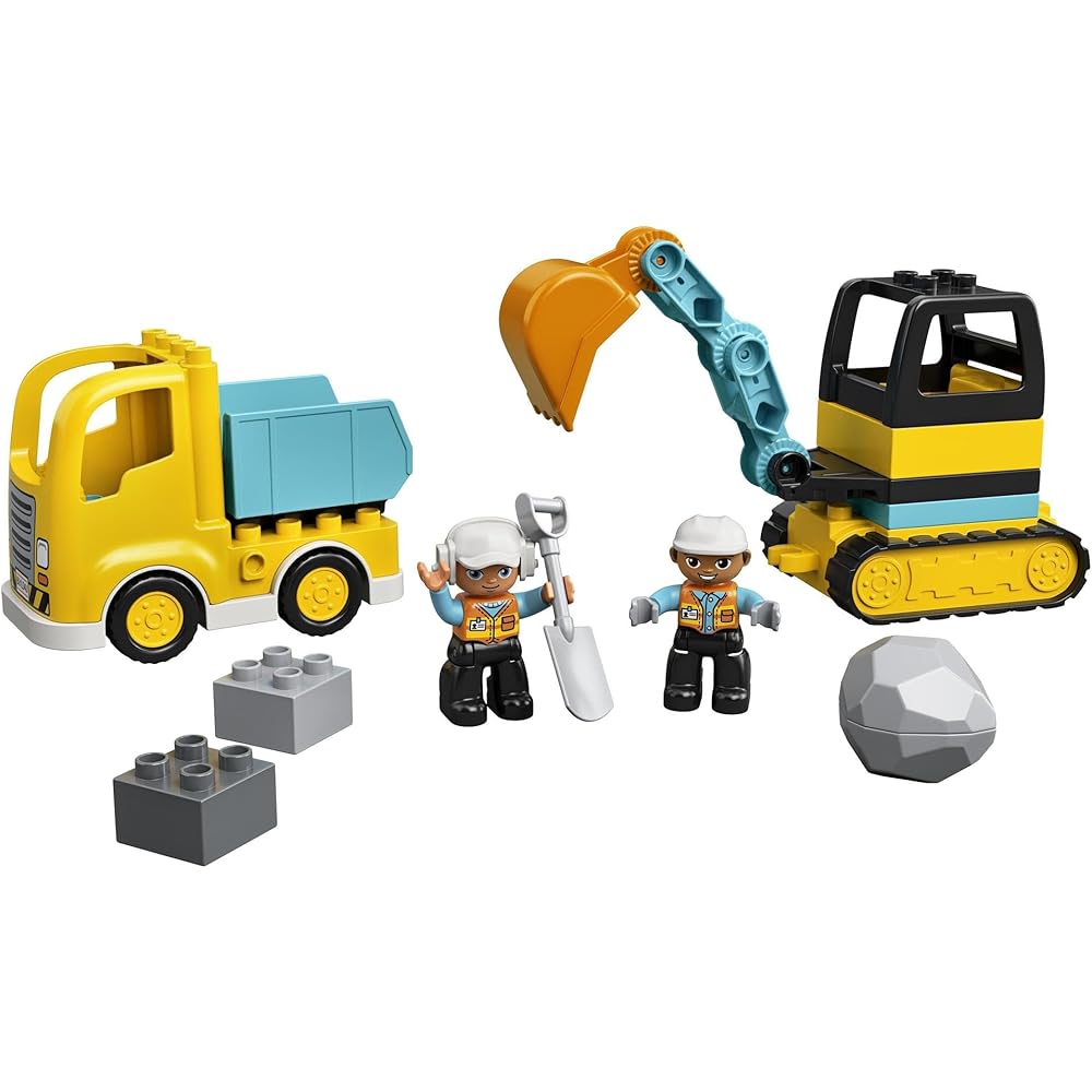 Набор LEGO DUPLO Грузовик и Экскаватор для Детей от 1,5 до 4 Лет Строительные Кубики Машинки Игровой Набор 10931