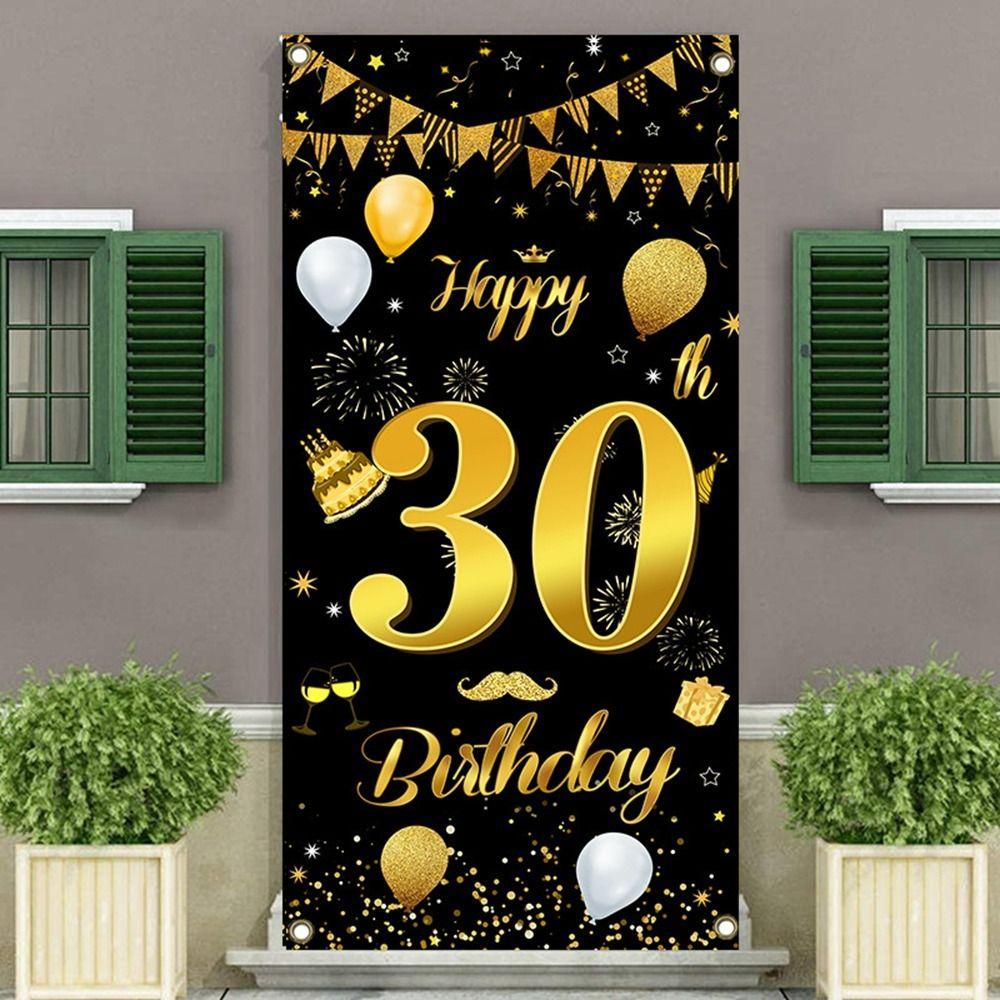 Черный Золотой День Рождения Фон Ткань 18/30/40/50 Годовщина Фон День Рождения