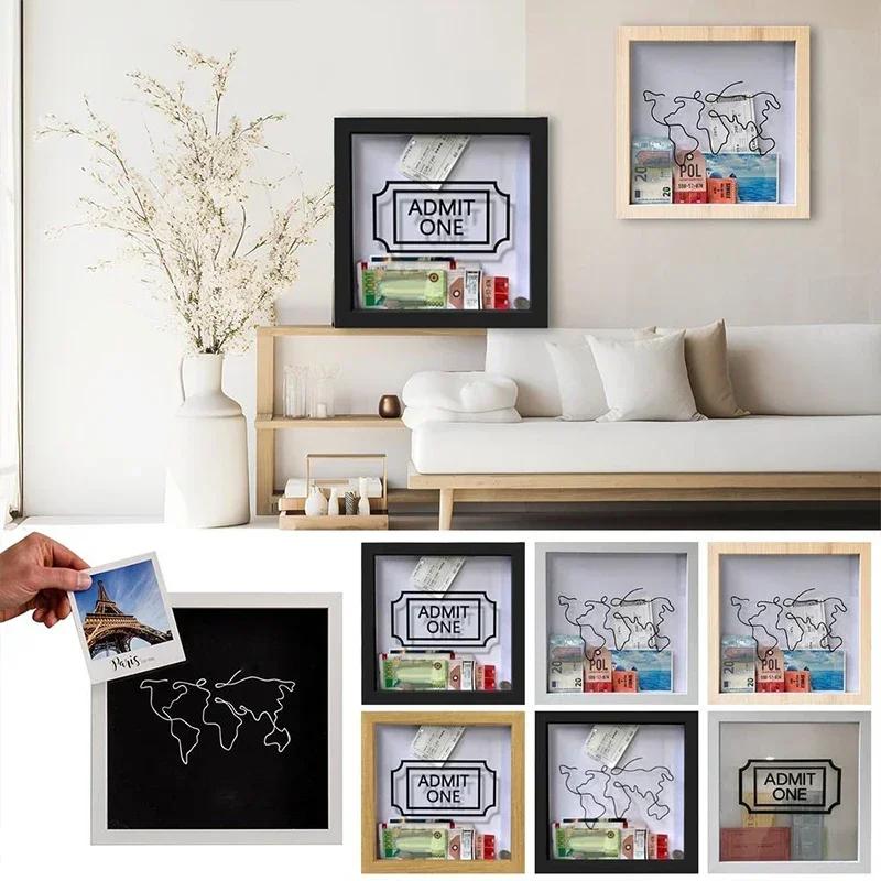 Копилка для билетов, путешествий, приключений, архивная коробка, копилка, деревянная монетница, детский фонд, почтовая открытка, сувенир, настенная фоторамка