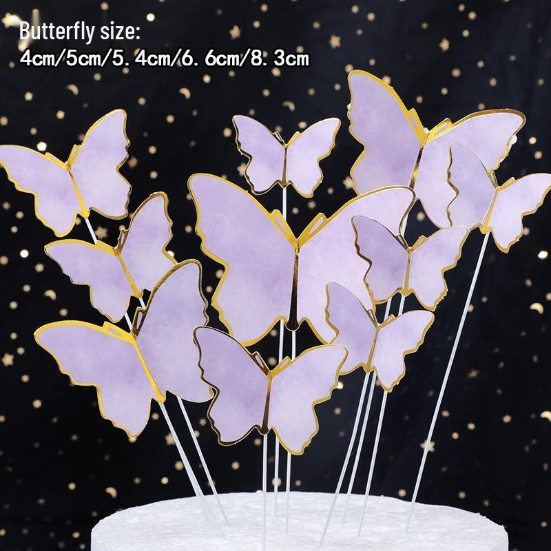 Топпер для торта «Бабочка с золотым краем»: Креативный розовый дизайн для дня рождения богини