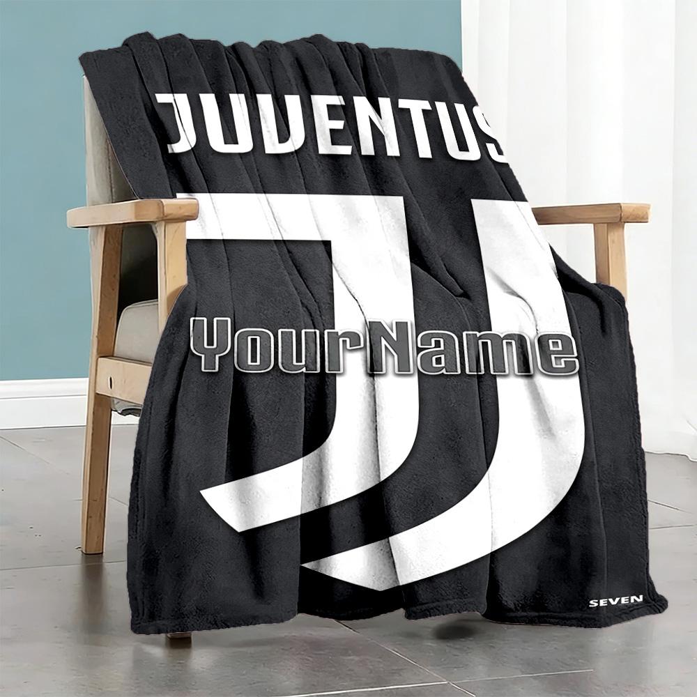 Juventus Customize Your Name Blanket Lightweight Customizable Blanket Comfortable Versatile for Nap Living Room Chair Seaside Four Seasons Universal