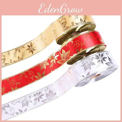 Изысканная 2-метровая лента для рождественской елки, украшенная цветочным дизайном с золотыми пионами