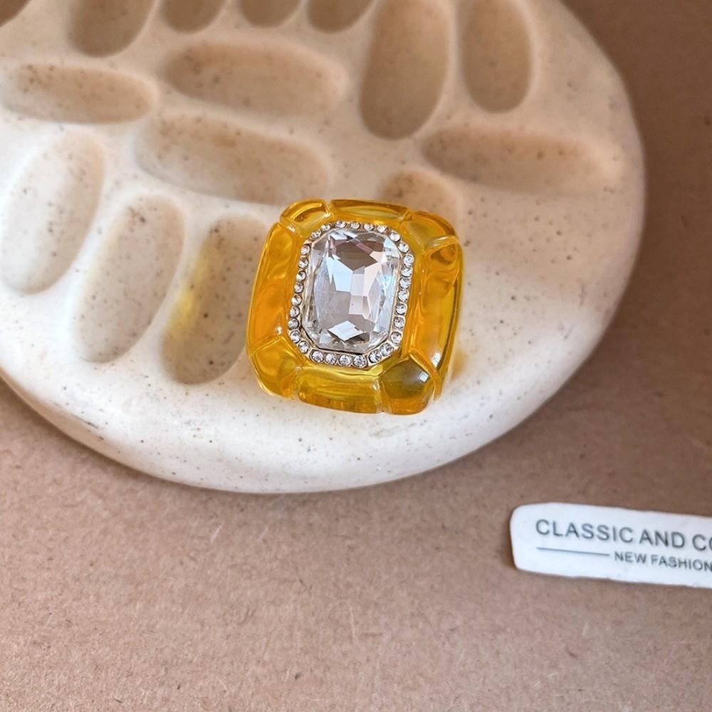 Candy Color Geometric Ring Y2K Classic Big Dome Plain Ring Hand Ornaments Acrylic Resin Ring  Party