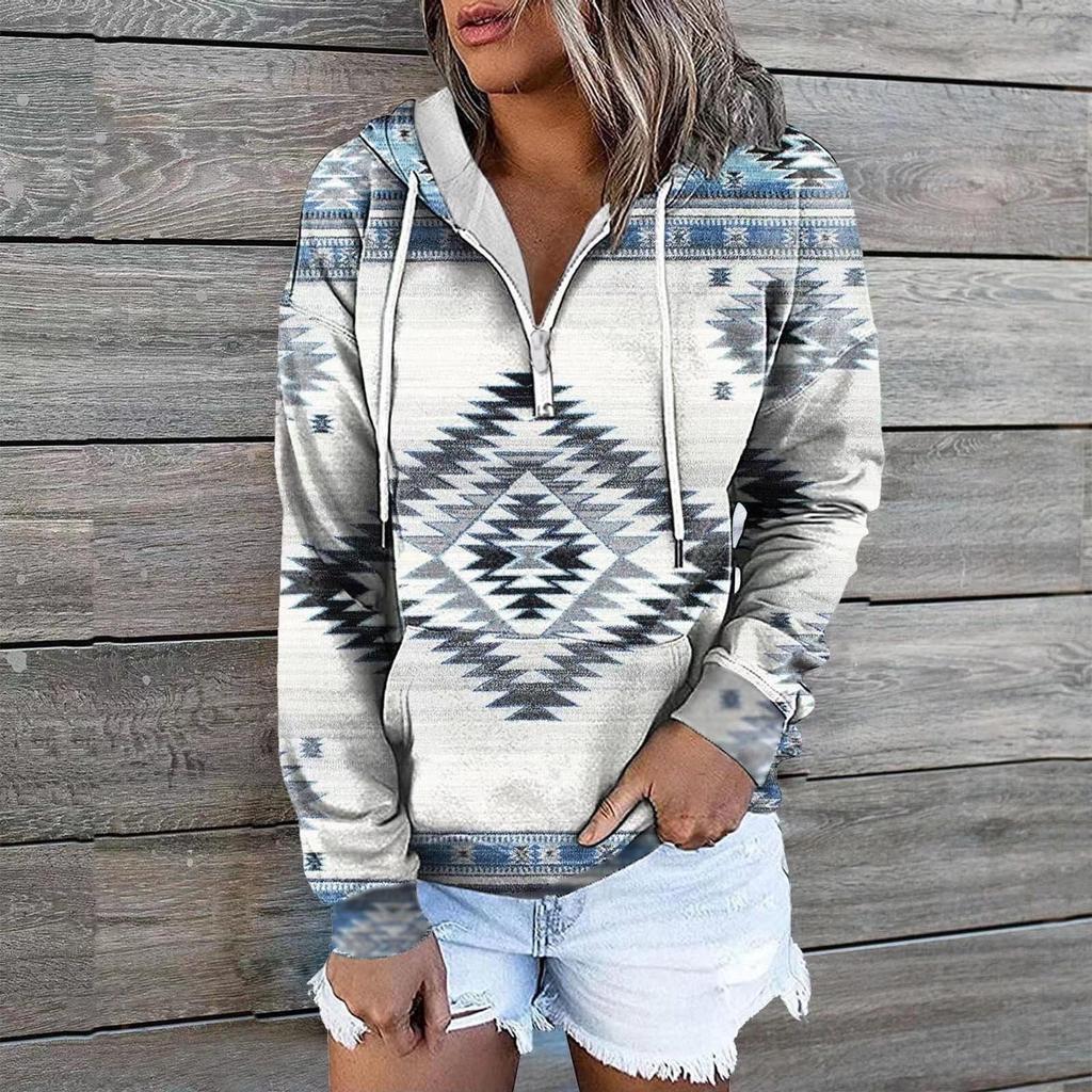 Hot Selling Women's Clothing Autumn And Winter New Ethnic Tribal Hooded Sweater Coat Women Outwear Top