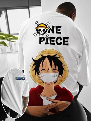 ONE PIECE Луффи ONE PIECE Анимация Личность Печать Чистый Хлопок Красивый Мультяшный Мужская и Женская Футболки Короткий Рукав