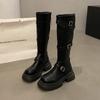 Thick-soled Boots Women's 2025 Autumn and Winter New Models But Knee-high Knight Boots Retro Belt Buckle Western Long Boots