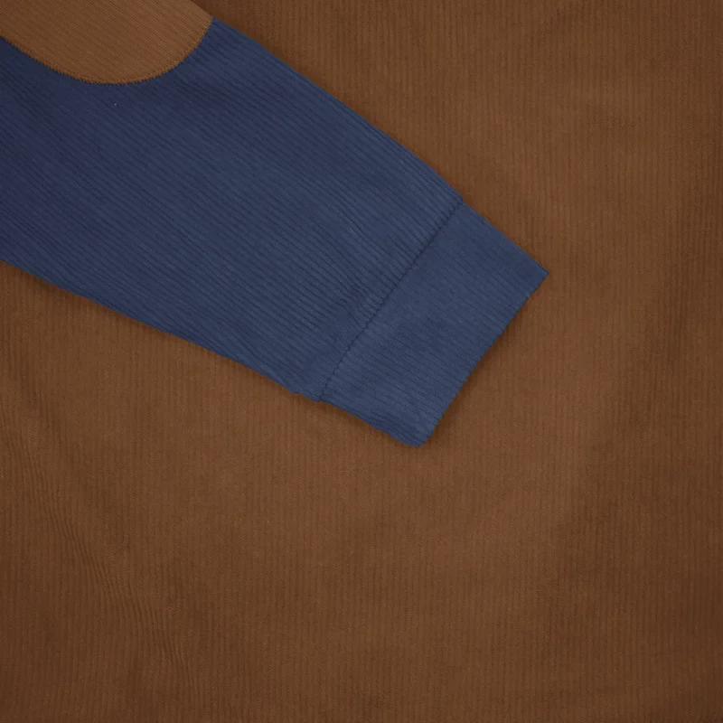 2025 Мужская европейская вельветовая толстовка с рукавом реглан: Повседневный, свободный, воротник-стойка, длинные рукава для верхней одежды на весну/осень