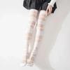 Women Bandage Stripe Long Stockings Female Japanese Lolita Jk Y2k Sexy Summer Cross Long Stockings Long Tube White Stockings