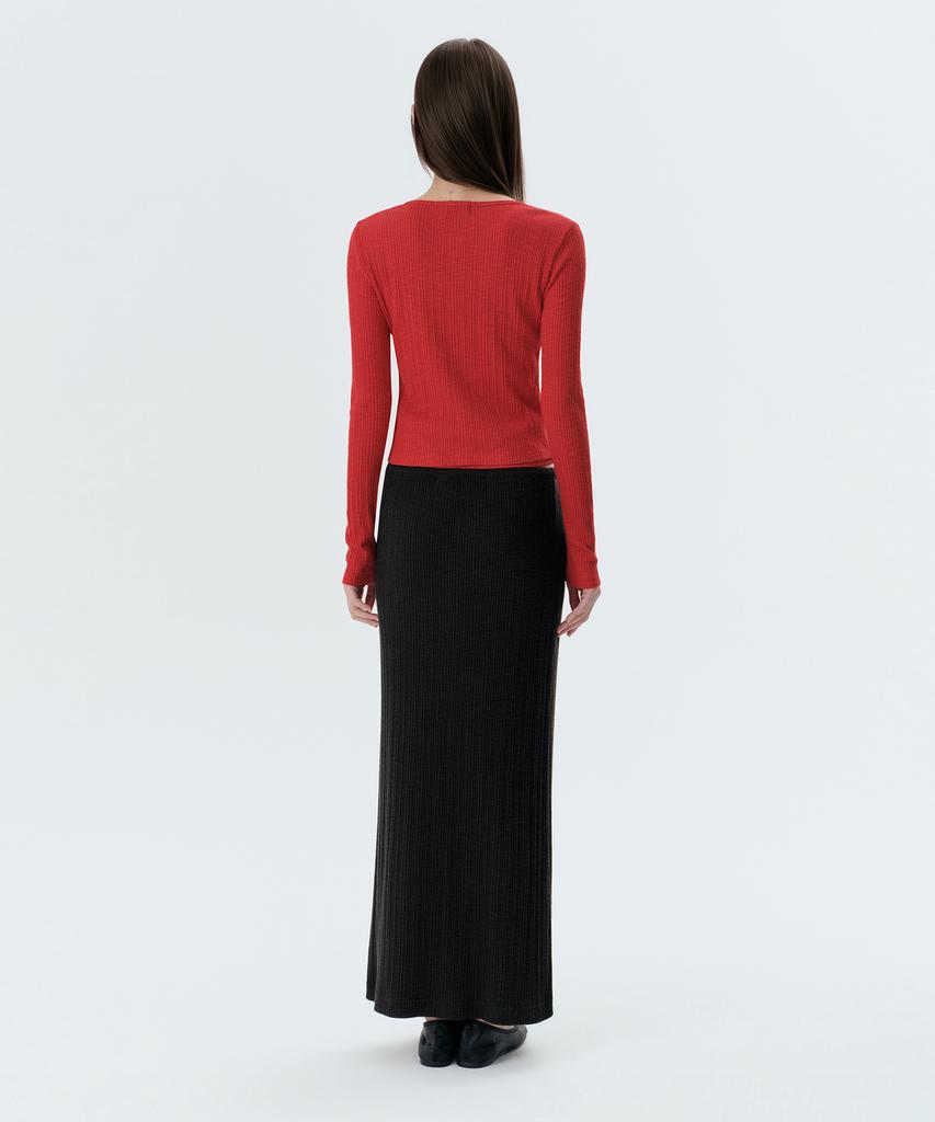 Musinsa Standard Woman Women'S Slub Ribbed Maxi Skirt [Black]