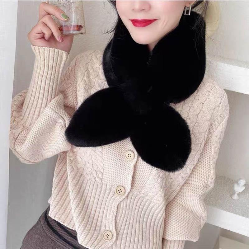 Winter Thick Scarf Women's Warm Imitation Otter Rabbit Fur Bib