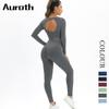 Auroth костюмы для бега женские бесшовные комплект для йоги с длинным рукавом сексуальный спортивный топ фитнес брюки спортивный костюм