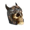 Viking-style Skull Helmet Figurine, Vintage Decorative Craft,Skull Personality Piggy Bank Halloween Decorative Artifact