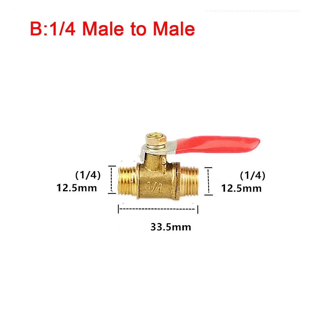 1/4" 1/2" BSP Резьба Внутренняя Наружная Двухходовой Латунный Пневматический Шаровой Кран Запорный Фитинг Трубопроводный Соединитель Муфта Адаптер