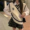 Preppy uslubidagi trikotaj jilet ayollar bahor kuz nishasi erkin kardigan jilet qatlamlash uchun top