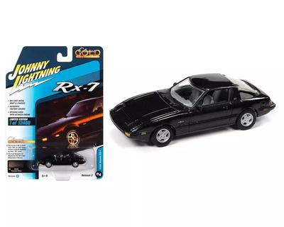 Johnny Lightning Масштаб 1/64 Mazda RX-7 1982 Черный Литая Модель Автомобиля с Открывающимся и Закрывающимся Капотом [Параллельный Импорт]