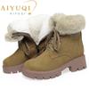 Winter Snow Boots Women Genuine Leather Suede Natural Wool Women Winter Boots Platform Anti Slip Women Ankle Boots